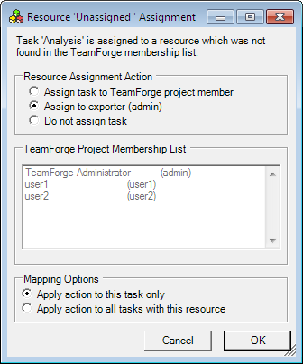 Resource assignment options